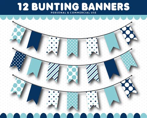 Bunting clipart, Banner clipart, Pennant clipart, CL-1533 By JS Digital ...