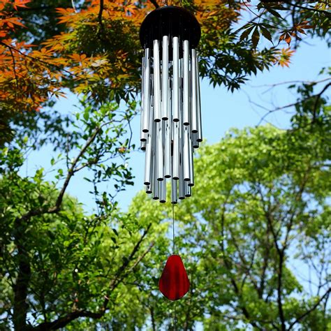 27 Tubes Wind Chimes Large Deep Tone Silver Tube Windchime for Outdoor Indoor Christmas Gift ...