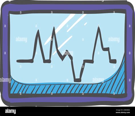 Heart rate monitor icon in color drawing. Medical health care digital surveillance patients ...