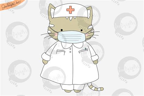 Cartoon Cat Nurse (Graphic) by Jen Digital Art · Creative Fabrica | Cartoon cat, Nurse clip art ...