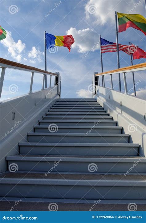 National Flags of Various Countries Flying in the Wind. Sky Stock Photo - Image of flagpole ...