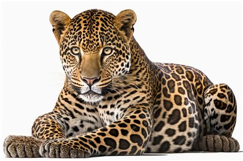 Em um fundo branco, uma única onça-pintada Panthera onca | Foto Premium