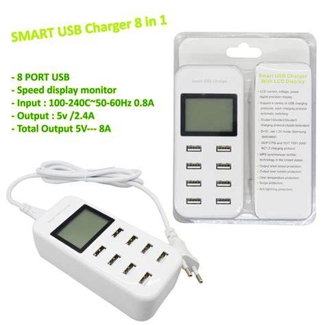 Jual Smart USB 8 in 1 Charger With LCD Display | Shopee Indonesia