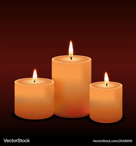 Three candles Royalty Free Vector Image - VectorStock