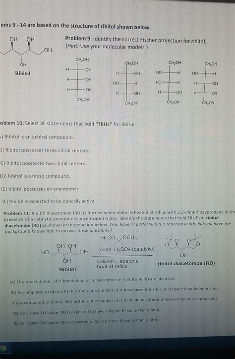 Solved lems 9 - 14 are based on the structure of ribitol | Chegg.com