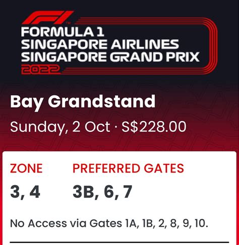 Singapore Airlines Singapore Grand Prix - Bay Grandstand, Tickets ...