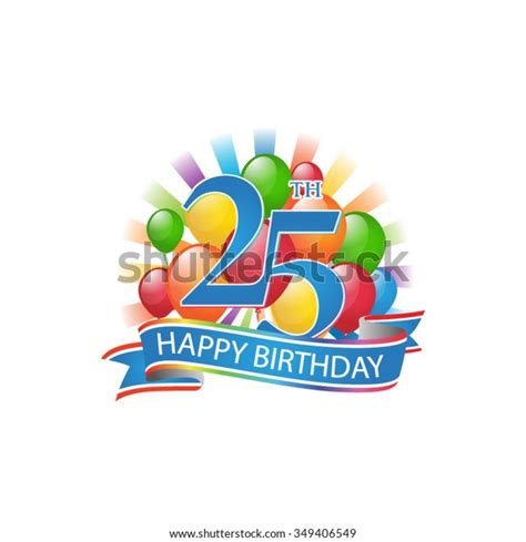 25th Colorful Happy Birthday Logo Balloons Stock Vector (Royalty Free ...