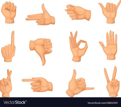 Different hands gestures pictures Royalty Free Vector Image