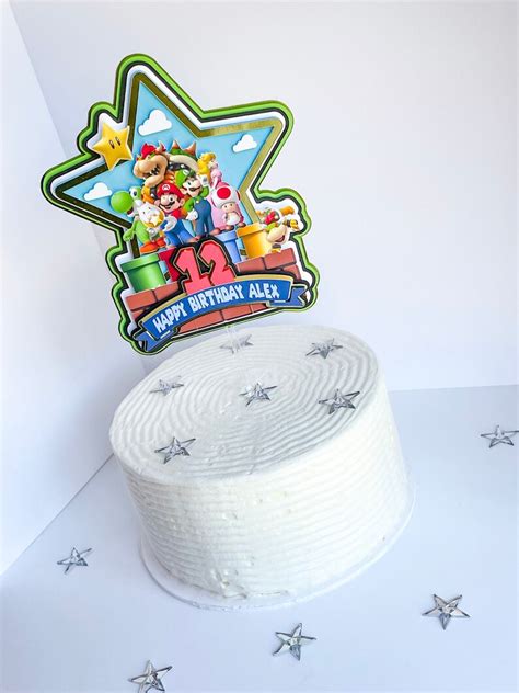 Super Mario Inspired Cake Topper Personalized Topper Mario - Etsy