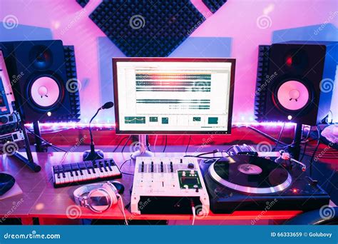 Sound Equipment in Professional Audio Recording Studio Stock Image - Image of media, broadcast ...