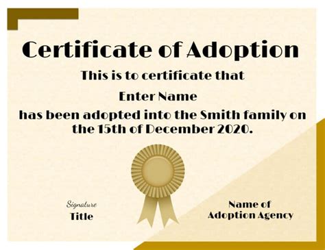 Free Adoption Certificate Template - Customize Online