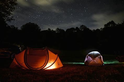 Two Lighted Dome Tent During Nighttime · Free Stock Photo