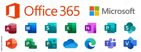 Set icons Microsoft Office 365: Word, Excel, OneNote, Yammer, Sway, PowerPoint, Access, Outlook ...