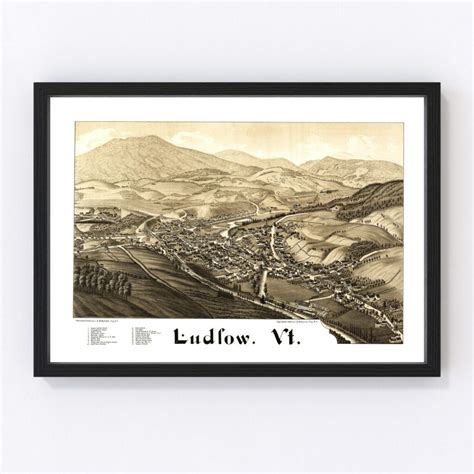 Vintage Map of Ludlow, Vermont 1885 by Ted's Vintage Art