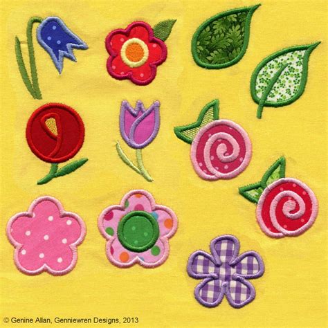 Genniewren Designs Mini Applique Flowers Machine Embroidery Design For ...