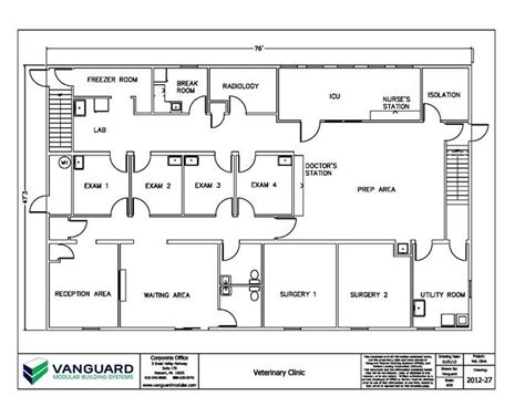 47' x 76' Veterinary Clinic Floor Plan | Permanent Modular Building