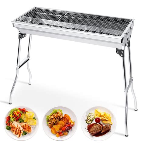 Uten Portable Charcoal Grill, Stainless Steel Folding BBQ Grill and ...