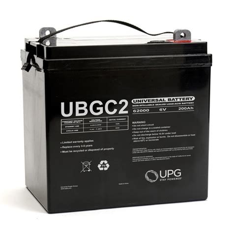 UBGC2-45966 | Universal Battery 6 Volt 200AH Sealed AGM Golf Cart Battery