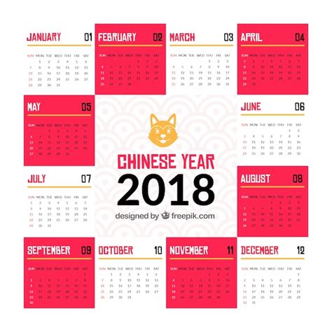 Free Vector | Chinese new year calendar