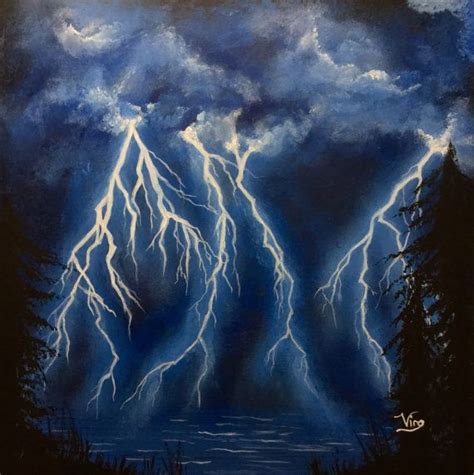 Glow in the Dark Art Lightning Storm Painting Sky Original Art - Etsy | Sky painting, Lightning ...