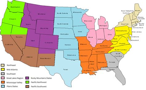 United states regions, Map, Mental map