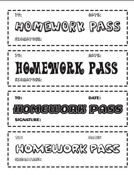 Fun Homework Passes - Etsy