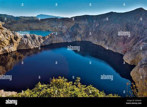 Kelimutu volcano crater lakes and caldera, Flores Island, Indonesia ...