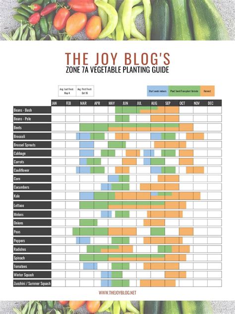 Gardening Zone 7A Planting Calendar | THE JOY BLOG