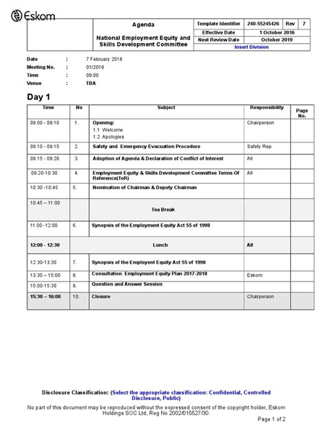 Agenda van vergadering | Chairman | Social Institutions