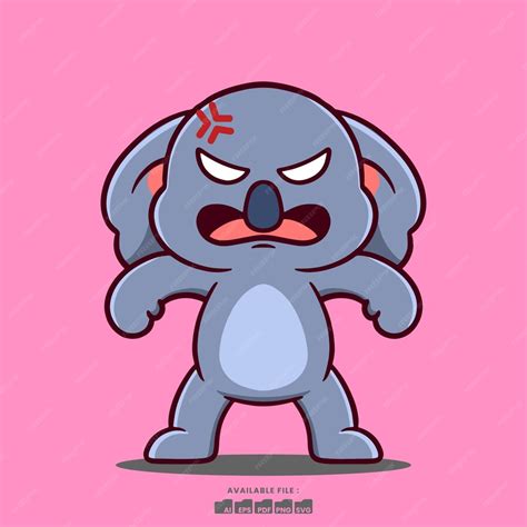 Premium Vector | Cute angry koala cartoon illustration