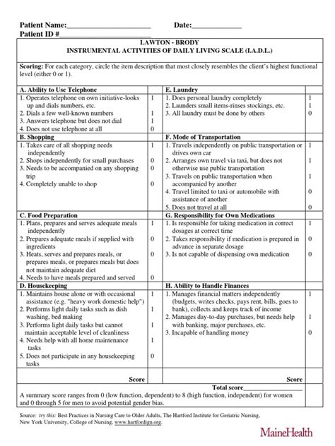 Lawton Brody Activities Daily Living Scale PDF | PDF | Validity (Statistics) | Psychology