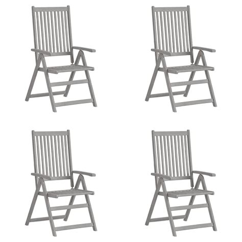 Garden Reclining Chairs 4 pcs Grey Solid Acacia Wood – Home and Garden | All Your Home Interior ...