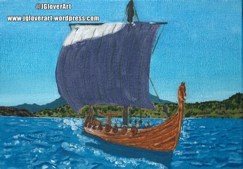 Viking Longship at Sea – Speed Paint Oil Painting Illustration ...