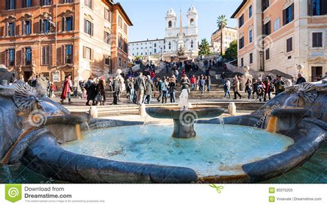 Fountain on Piazza Di Spagna and Steps in Rome Editorial Stock Photo - Image of scene, cityscape ...