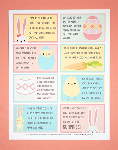 Easter Egg Hunt Clues For Kids Printable Free