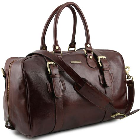 TL Voyager Leather travel bag with front straps Large