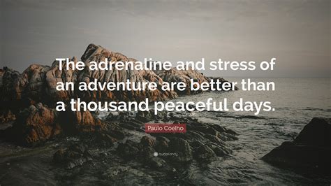 Paulo Coelho Quote: “The adrenaline and stress of an adventure are better than a thousand ...