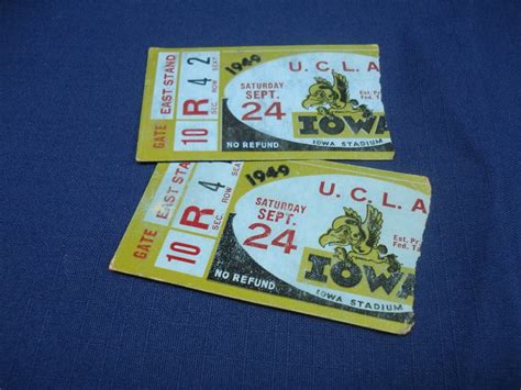 2 Vintage 1949 Iowa Hawkeyes VS UCLA football ticket stubs COOL LQQK!! | eBay