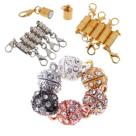 160pcs Magnetic Jewelry Clasps Crystal Rhinestone Balls Lobster Jewellery Making Findings ...