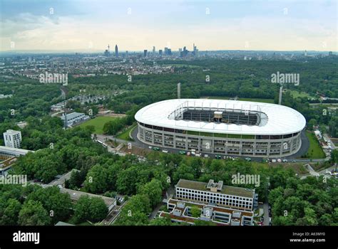 Aerial view of stadium in city, Frankfurt, Hesse, Germany Stock Photo ...