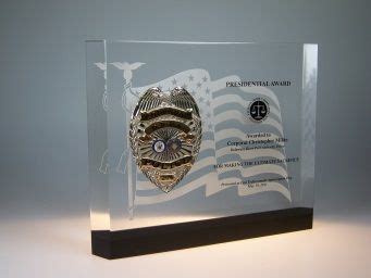 Badge Embedment in Lucite Awards | Badge, Police badge, Lucite