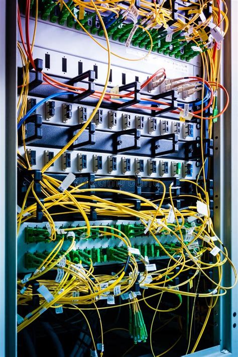 Server Rack with Switch Boards and Cables Stock Image - Image of ...