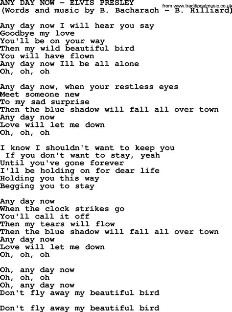 Any Day Now by Elvis Presley - lyrics