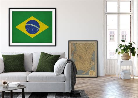 Brazil Flag Art, Brazilian Flag Print, Flag Poster, Country Flags, Flag ...