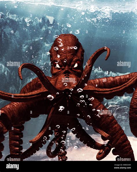 Giant octopus underwater scene,3d illustration Stock Photo - Alamy