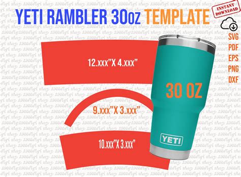 Tumbler Template YETI Rambler 30 Oz Template Full Wrap for | Etsy