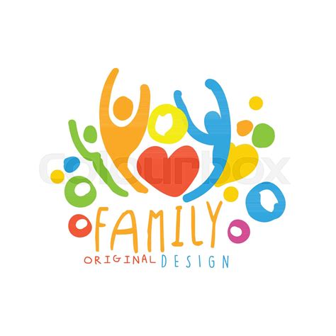 Multicolored happy family logo design with simple shapes | Stock vector ...