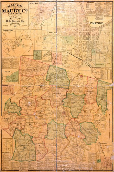 1878 Map of Maury County Tennessee Columbia - Etsy