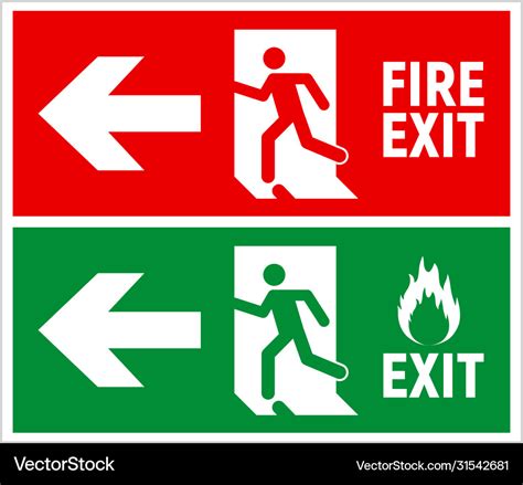 Emergency fire exit sign evacuation fire escape Vector Image