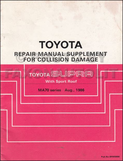 1986-1992 Toyota Supra Sport Roof Body Collision Manual Original Supplement